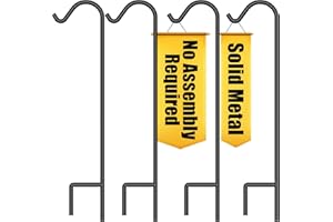 BEAU JARDIN 4 Pack Solid Shepherd Hook 37 inch One Piece Structure No Assembly Required Heavy Duty 2/5 inch Solid Shepards Garden Outdoor for Hanging Plants Lanterns Hanger Wedding Black BG17401