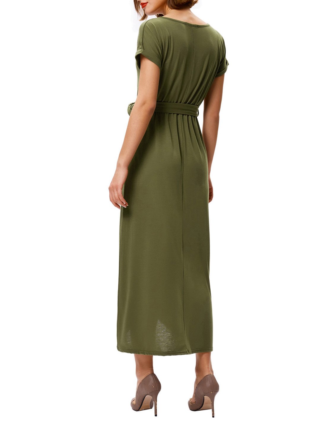 Split Neck Plain Maxi Dress