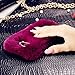 For Samsung Galaxy S6 Edge Plus Case, FLOVEME [Slim Fit] [Bling Diamond] Luxury Winter Soft Warm Faux Rabbit Fur Fuzzy Plush with Crystal Cute Bowknot Back Cover for Girls Xmas Gift, Dark Purple