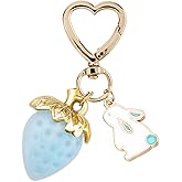 Agromusk Cute Strawberry Keychain,Bag Charms,Kawaii Heart Flower Daisy Key chains Accessories Decor for Girls Purse Gift