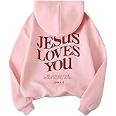 SweatyRocks Women's Letter Graphic Drawstring Hoodies Long Sleeve Pullovers Sweatshirts Tops Pink Large