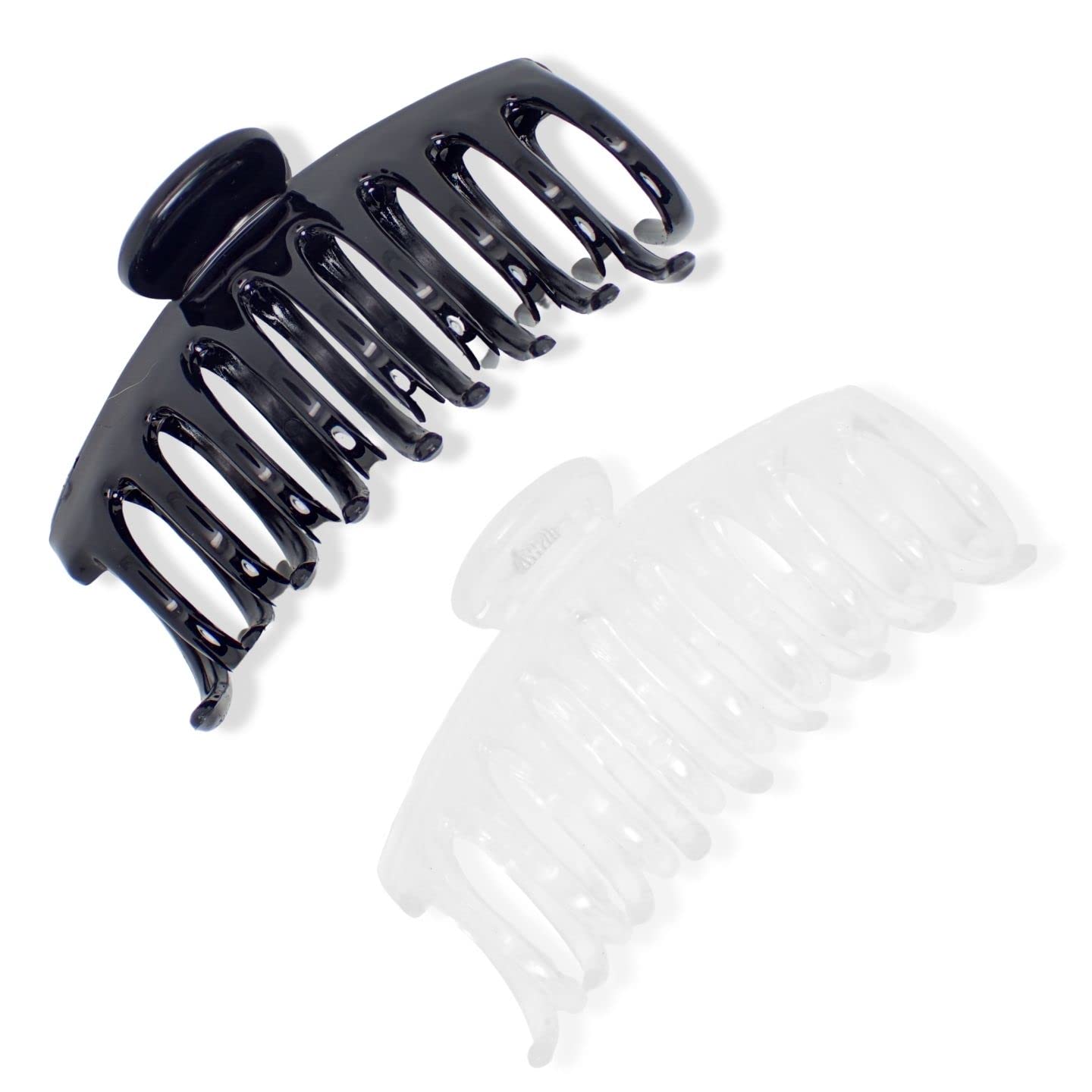 Topkids Accessories 9cm/3.5" Hair Claw Clips for Women and Girls, Hair Clips Women Claws Hair Accessories for Large Claw Clip for Girls (Black + Clear)