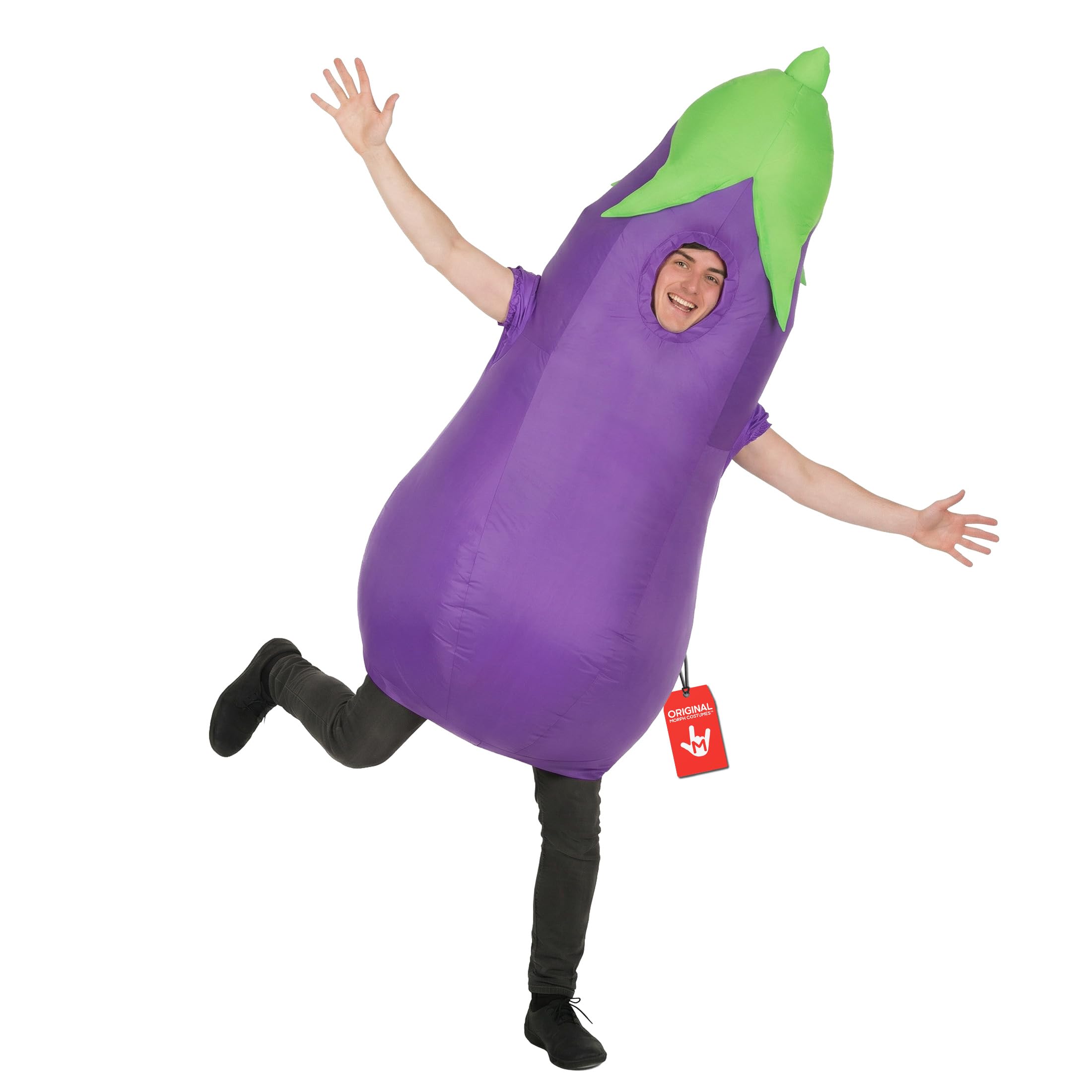 Morph Inflatable Eggplant Costume for Adults, Fun Blow Up Vegetable Outfit, Vegetable Costume Adult, Funny Inflatable Costumes