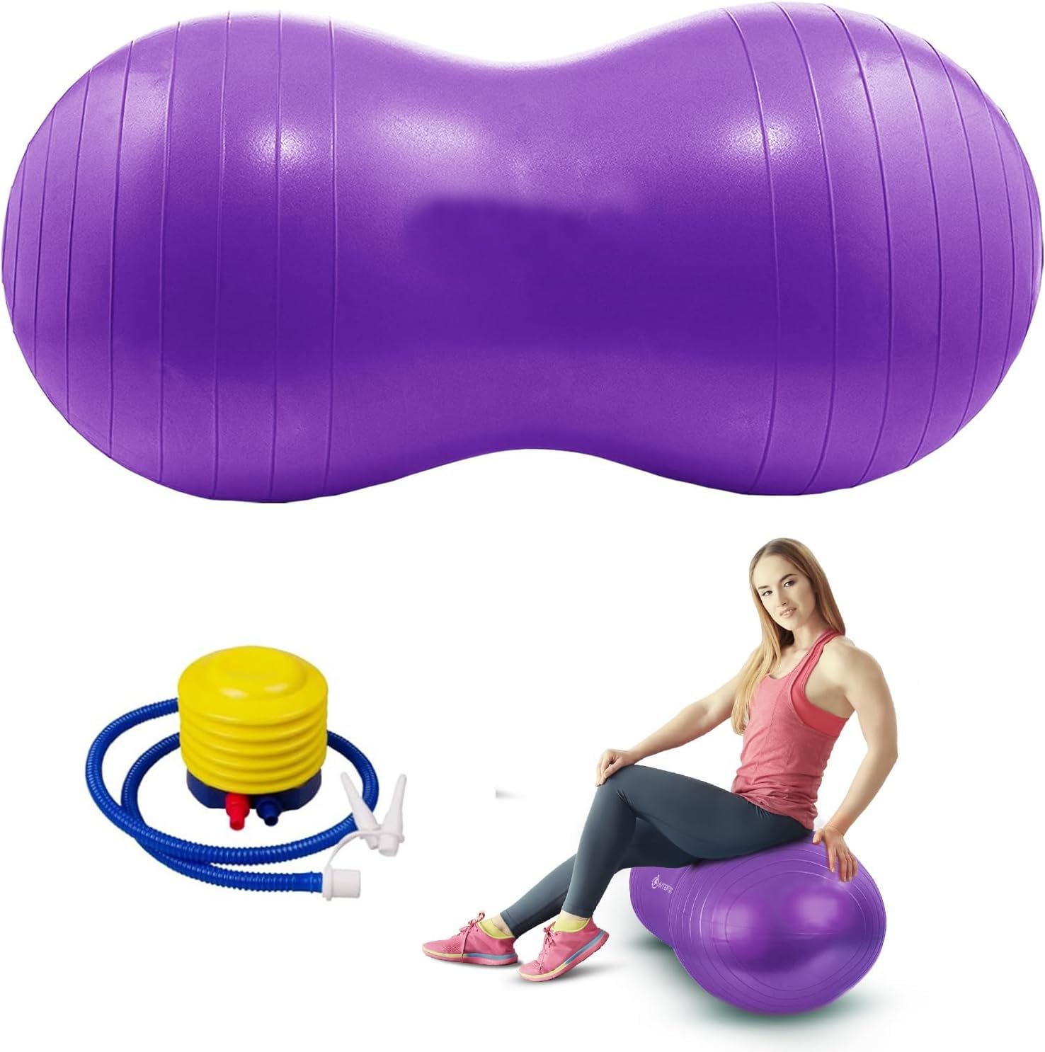 SURPZON Peanut Ball Kids Yoga Ball Exercise Pregnancy Ball Autism Sensory Toy Equipment for Kids Physical Therapy, Yoga, Pilates, Core Training with Pump