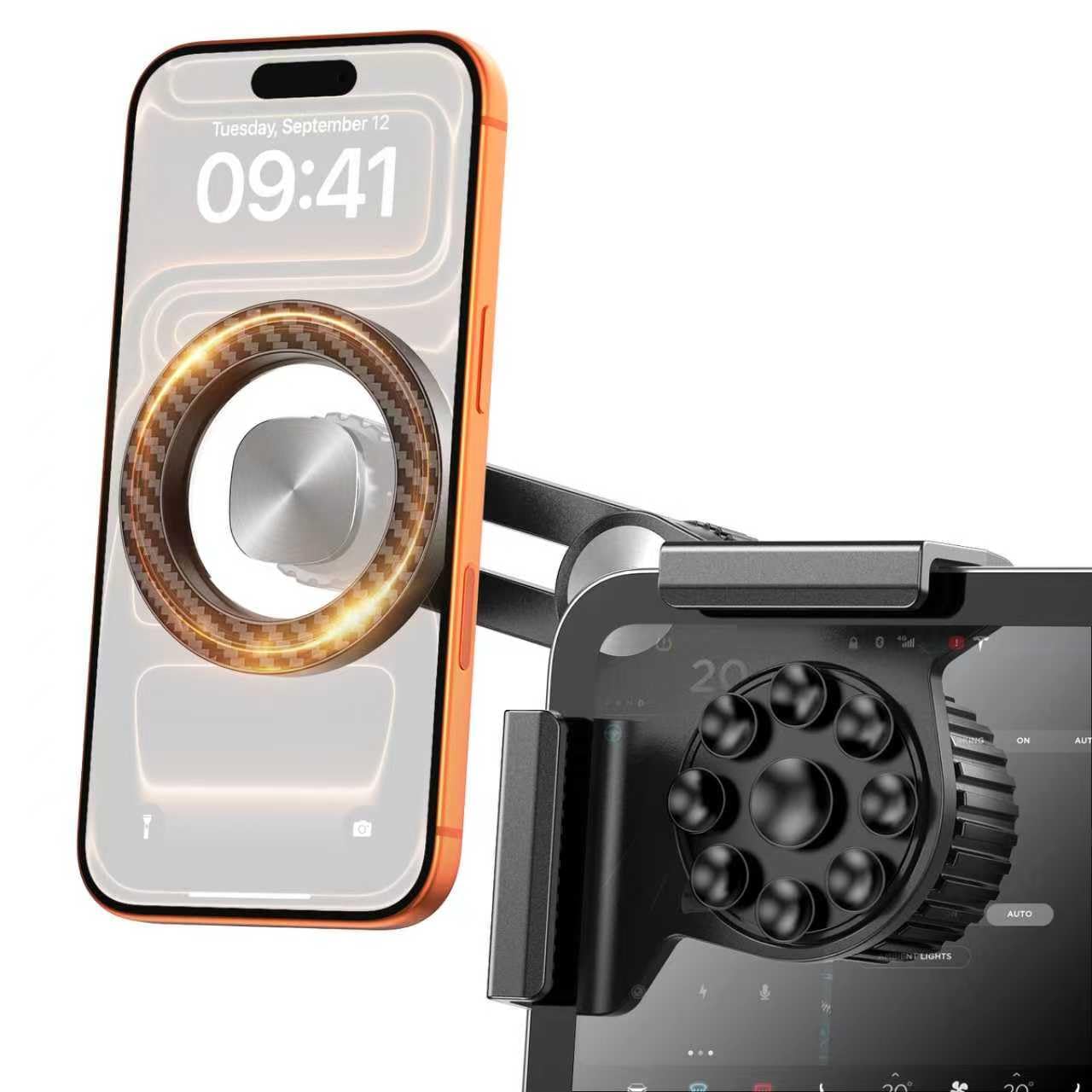 Pipiboo Tesla Magnetic Phone Holder for Model-3/Y:[Screen-Safe Suction & Fit for Popsocket] for Magsafe Mount for Tesla Model 3 and Y Accessories,Fit for iPhone 12-17 Series and Magsafe Cases