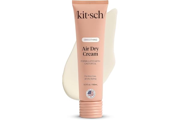 Kitsch Smoothing Air Dry Cream for Hair – Frizz Control Hair Care Product with Castor Oil & Coconut Oil – Weightless Styling