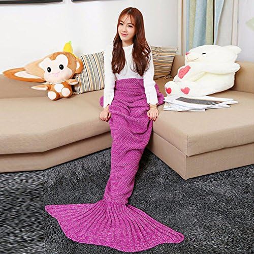 Mermaid Tail Blanket - Mermaid Blanket for Girls，All Seasons Soft and Warm Sleeping Mermaid Blanket for Kids Best Choice for Girls Gift Christmas Gift 75inch x 35inch (Adult-Purple pink)