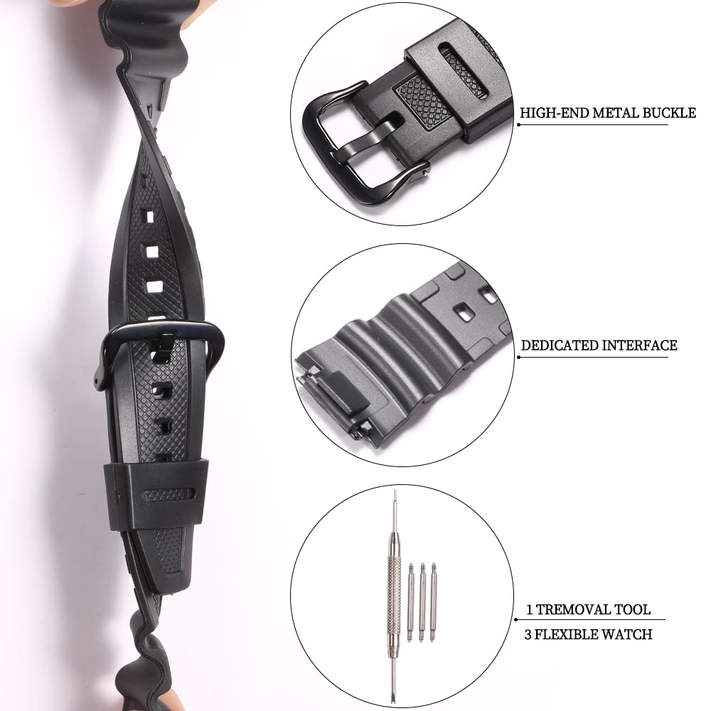 XBHSW Resin watch strap Compatible with Casio AE1200WH AE-1300WH F108WH W218H W-219H W-800H Men's Waterproof Rubber Band Replacement Bracelet