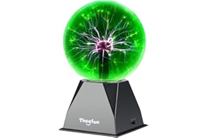 Theefun Green Plasma Ball: 6 Inch Plasma Globe Touch & Sound Sensitive Plasma Ball Lamp Electric Ball Lightning for Parties, 
