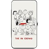 Peanuts Wallet, Hinged, Peanuts Gang the In Crowd Group Pose White Black Red, Vegan Leather