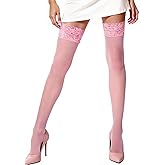 Mila Marutti Sheer Thigh High Stockings for Women | Lingerie Pantyhose Nylons | Lace Top Thigh High Tights
