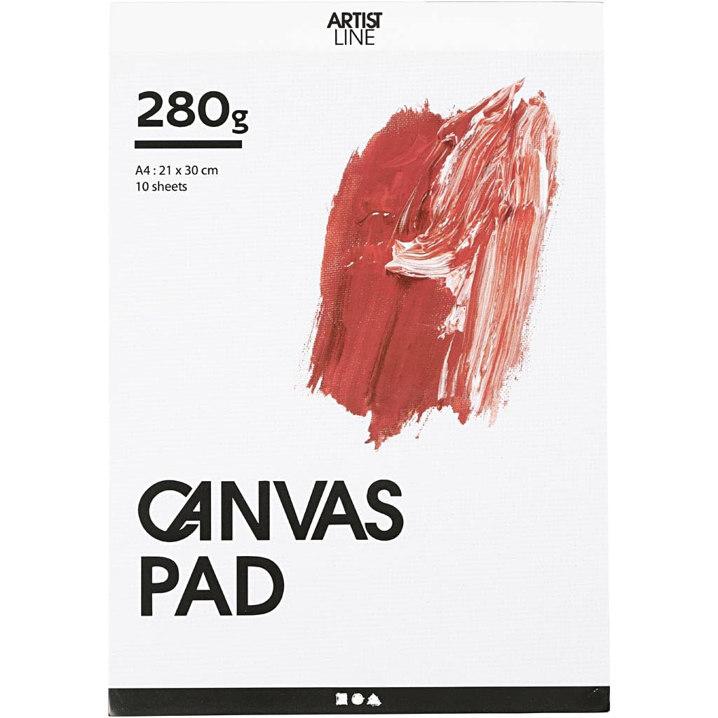 Creativ Canvas Block - A4, 280g - Primed & Bleached - Ideal for Acrylic & Oil Paint, White