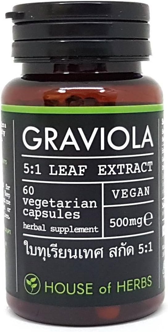 Graviola (Soursop) Leaf Extract 5:1 (1 Bottle x 60 Vegetarian Capsules)