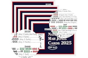 HILPURSKX 6PCS Mahjong Cards 2025 Official Revision, Large Size Print American Mah Jongg Card Set, Easy-to-Read Rule Cards for Mah Jong Group Play