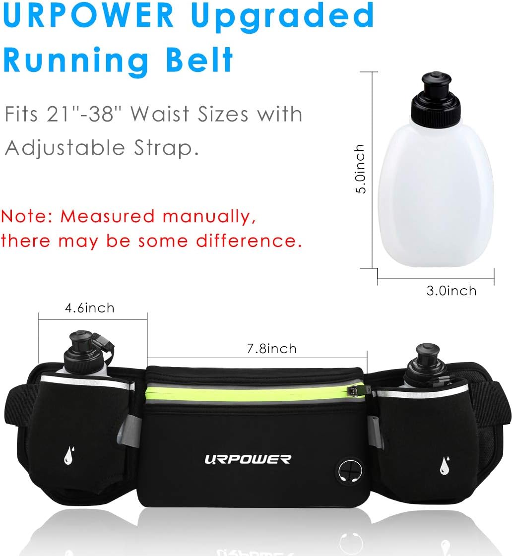 URPOWER Upgraded Running Belt with Water Bottle, Running Fanny Pack with Adjustable Straps, Large Pocket Waist Bag Phone Holder for Running Fits 6.5 inches Smartphones, Running Pouch : Sports & Outdoors