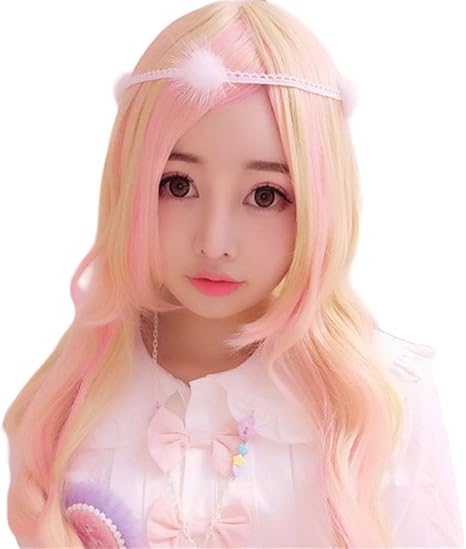 Amazon Saeons サエオンズ 原宿系 耐熱 ウィッグ コスプレウィッグ ツートン メッシュ ふるゆわ カール ロング センター分け 姫カット 前髪 可愛い 学園祭 Lolita コスプレ 仮装 通販