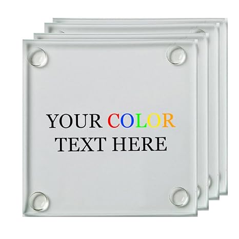 Any Text Custom Customized Printed In Full Color Glass Coaster Set Of 4 Custom Picture Personalized Text Customizable Gift