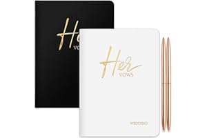 JUBTIC Wedding Vow Books, Vow Books His and Hers with Gold Foil Lettering, 48 Pages with Plenty of Space to Write Your Vows, Perfect Wedding Essentials for Your Wedding Day - (Black +White)