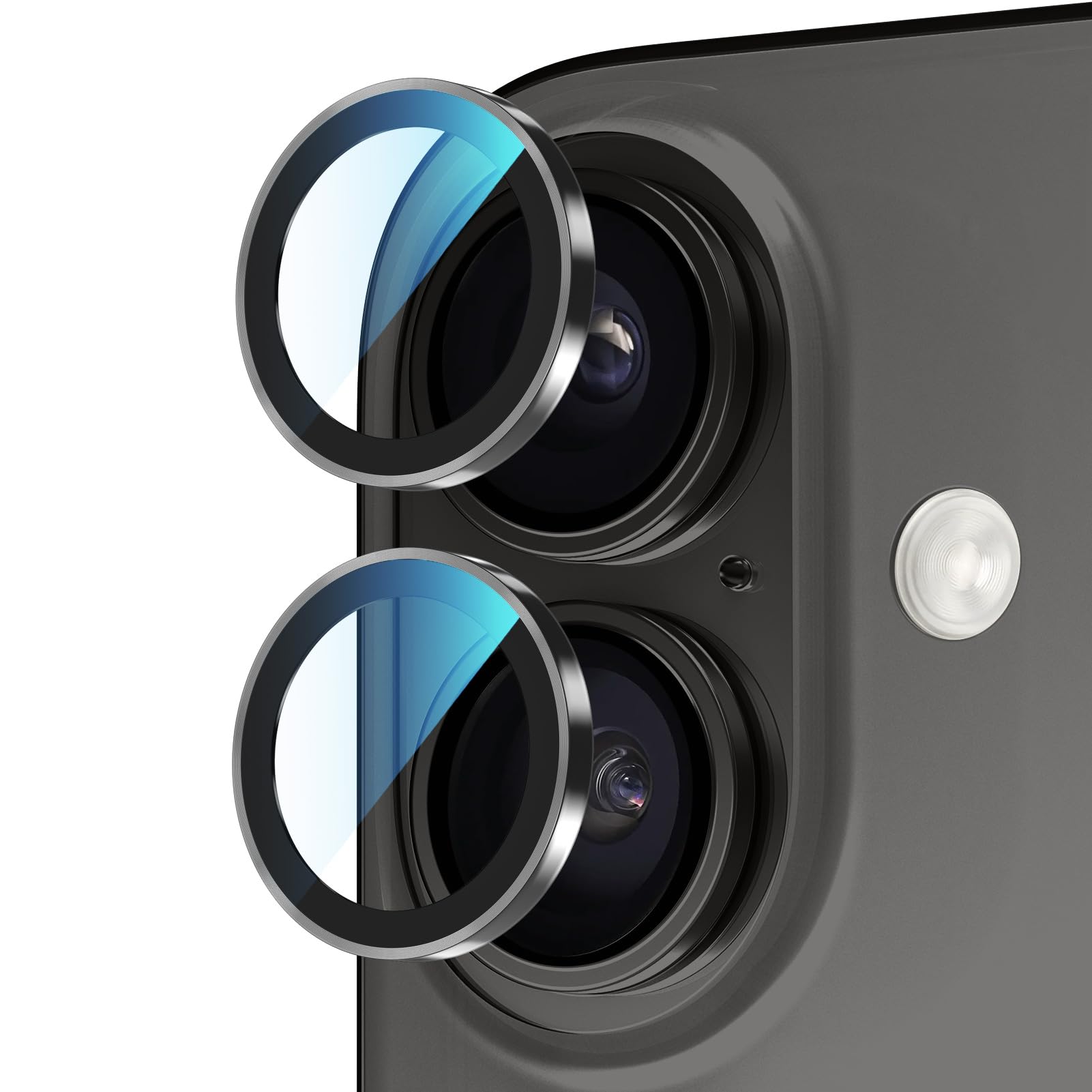 PandaShield 2 Pack Camera Lens Protector for iPhone 17/16/16 Plus, [Anti-Reflection & 98% High Transparency], 9H Explosion-Proof Glass, Anti-Scratch, Easy Installation, Case Friendly, Black
