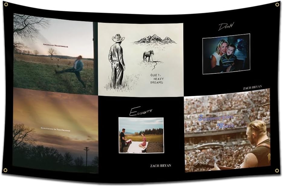 Tapestries - Eksent Zach Singer Bryan Flag Tapestry Country Music Album Cover Collage Tapestry Funny Tapestry Wall Hanging 3x5 Ft