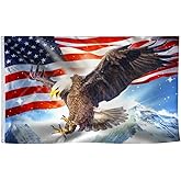 Fyon American Eagle Light Sky 3x5 Ft Flag - UV Fade Resistant Double Printed Polyester Banner for Outdoor or Indoor Use
