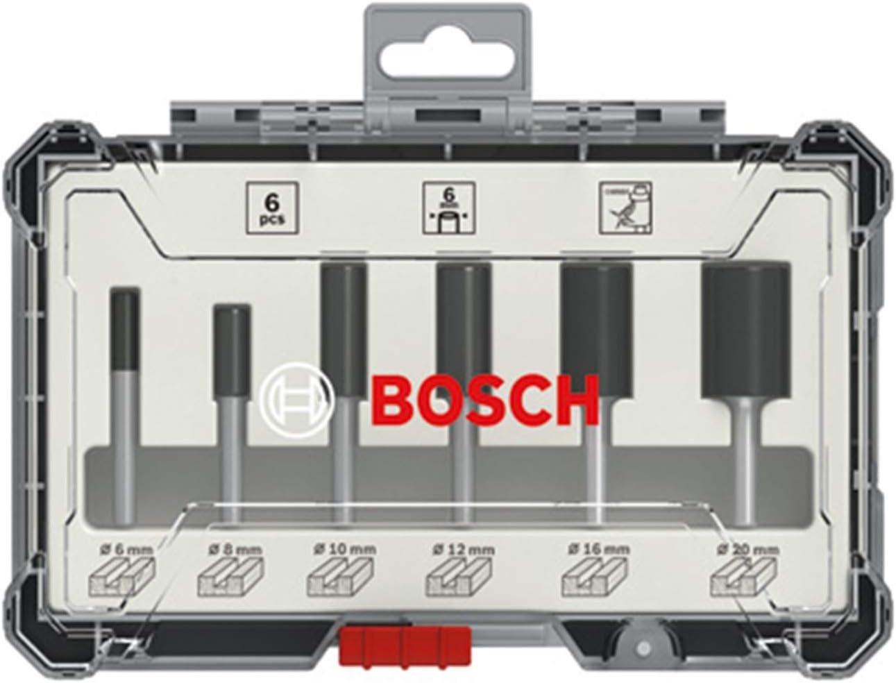 Bosch Professional 6 pcs. Straight Router Bit Set (for Wood diameter 6 mm Shank, Accessory Router), coloured