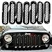 Danti 7PC Black Front Grill Mesh Grille Insert Kit for Jeep Wrangler JK JKU Sports Sahara Freedom Rubicon X & Unlimited X 2/4 Door 2007-2016 (Black)