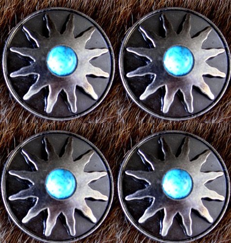 Challenger Tack 4 Conchos Rhinestone Horse Saddle Western Turquoise CO95