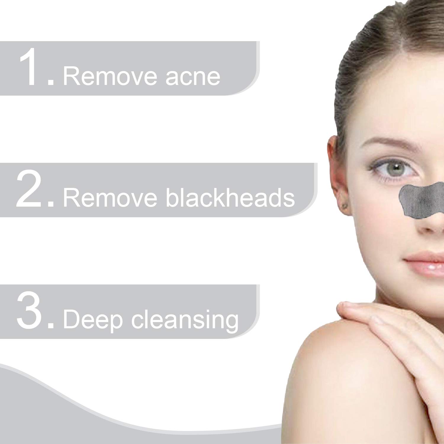 Pore Strips, Charcoal Nose Strips Deep Cleansing Blackhead Remover 24 Strips