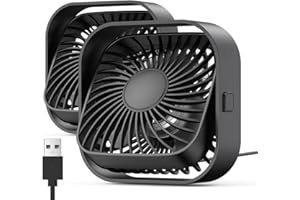 TOPK USB Desk Fan 2Pack Mini Personal Fan Portable, Strong Airflow & Quiet Operation, USB Powered, Three-Speed Wind Small USB Fan for Desk, 360° Rotatable Head for Home Office Table and Desktop Black