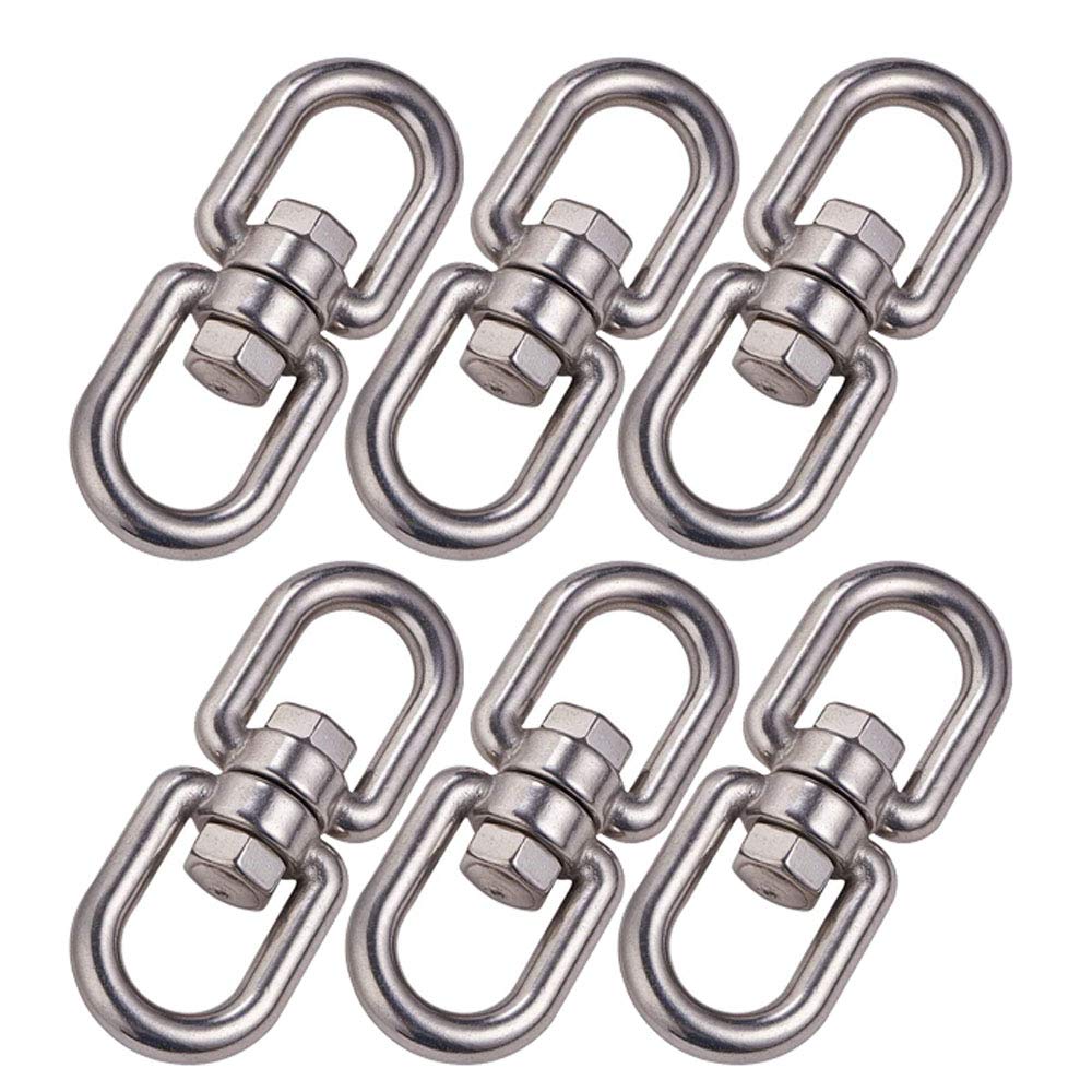 POFET 6Pcs M8 304 Stainless Steel Double Ended Swivel Eye Hook Eye to