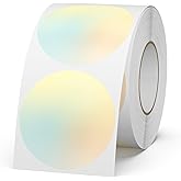 YIKIADA Yellow Gradient Thermal Labels Vinyl 2 Inch Self-Adhesive Circle Stickers Roll Waterproof Printable Round Decals Name Tag for QR Code DIY Office Address 500 PCS