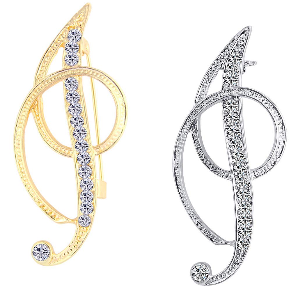 ETHOON 2 Pcs Letter Brooch Pins Initial Rhinestone Brooch for Women Corsage Crafts Gold Silver I