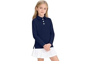 NUMYEAN Girls Uniform Shirts Long Sleeve Polo Shirt for Girls School Uniform Shirts Size 5-14 Years