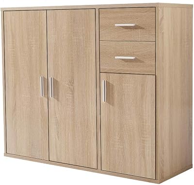 Panana Sideboard Storage Cupboard Cabinet Unit with Doors and Drawers (Light