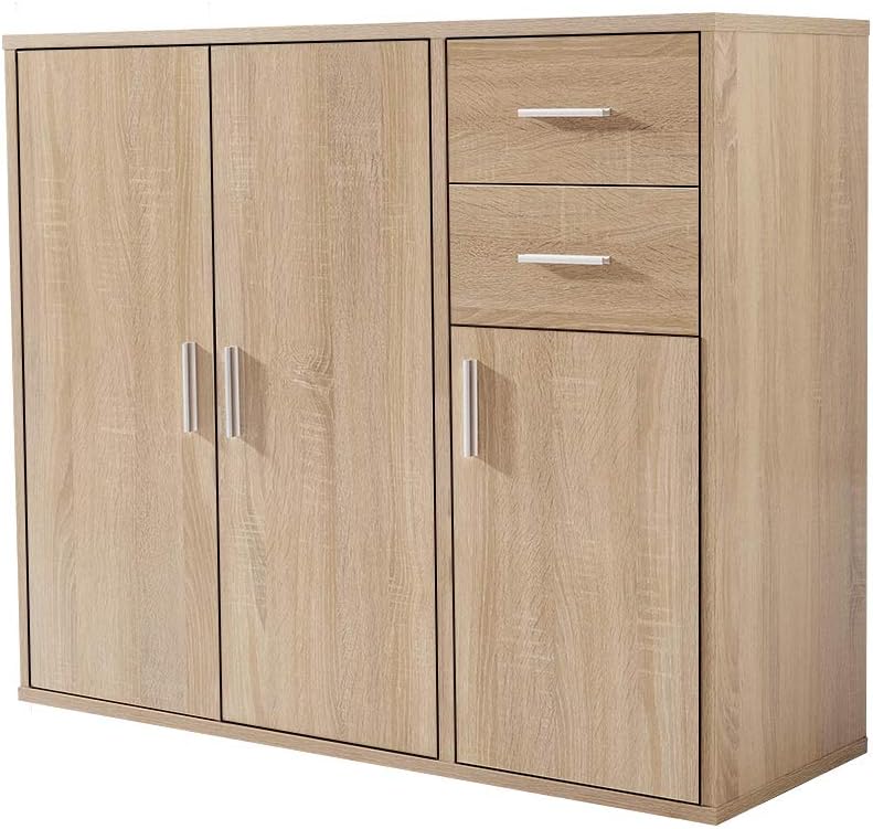 Panana Sideboard Storage Cupboard Cabinet Unit with Doors and Drawers (Light