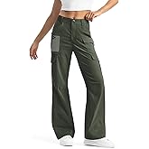 Moosehill Women's-Cargo-Hiking-Pants-High-Waisted Wide Leg Water Resistance Lightweight Stretch for Work Casual Outdoor