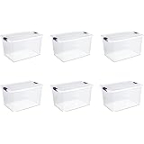 Sterilite 66 Qt./62 L Clearview Latch Box Clears, Purple Handles (Pack of 6)