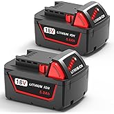 FORBETER 18V 5.0Ah Extended Capacity Battery Replacement for Milwaukee M18 Battery Lithium lon 48-11-1850 Compatible with Milwaukee 18V Cordless Tools 2 Packs