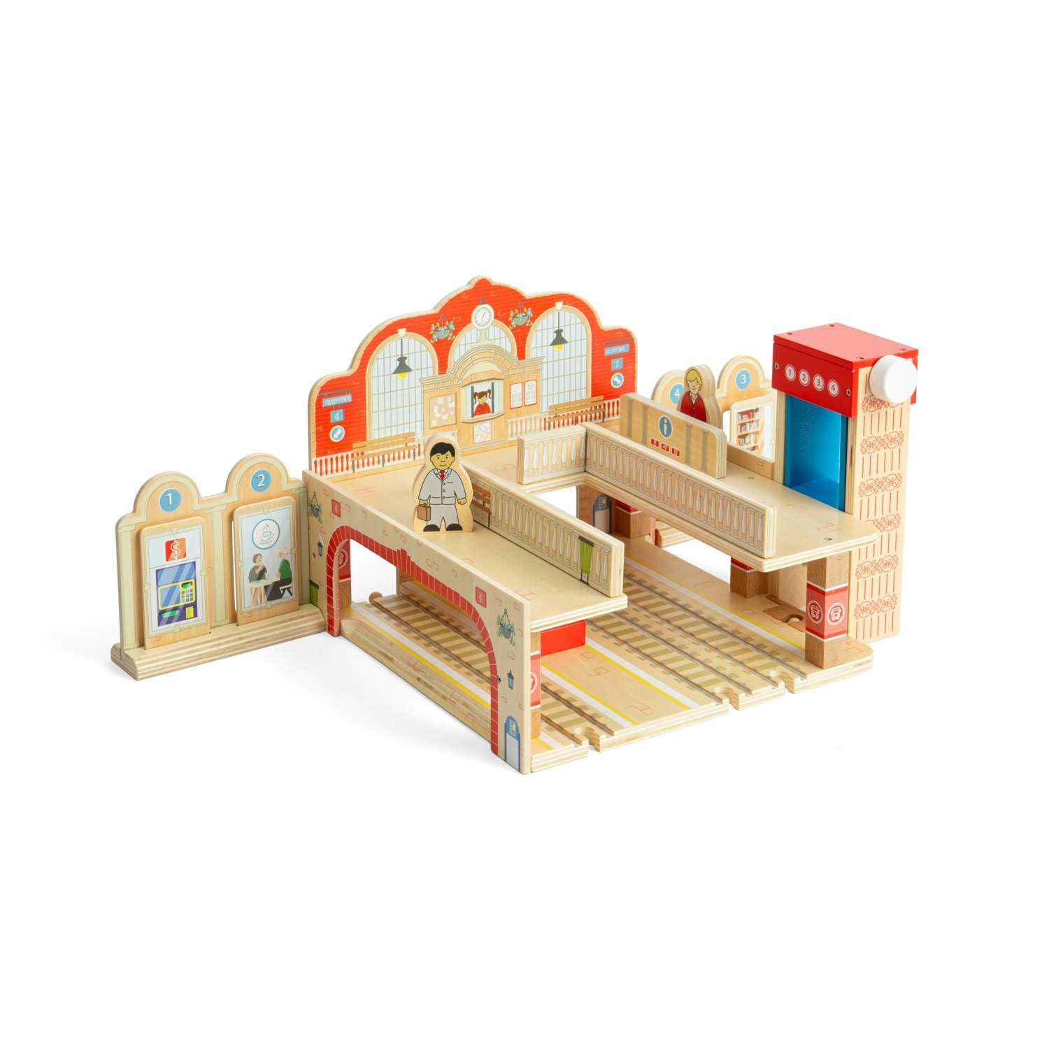 Bigjigs Rail Grand Central Station | Accessories for Wooden Train Track Sets | Kids Railway Expansion Set | City Station for Wood Model Trains | Educational Toddler Toys | Gifts for 3+ Year Olds