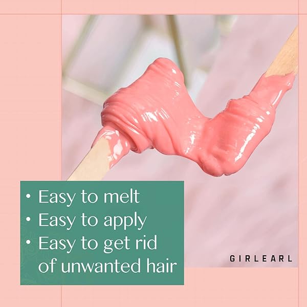 GIRLEARLE HARD WAX BEADS, 1LB WAX BEANS FOR HAIR REMOVAL SENSITIVE SKIN WITH ROSE FORMULA, PERFECT FOR FULL BODY, FACIAL, BRAZILIAN BIKINI, AND LEGS AT HOME WAX REFILL FOR WOMEN MEN (PINK)