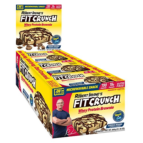 FITCRUNCH Protein Brownies | Designed by Robert Irvine | Worlds Best Protein Brownie | 190 Calories, 15g of Protein & Soft Brownie Texture (Cookie Dough)