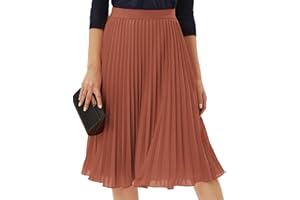 GRACE KARIN Women High Elastic Waist Pleated Chiffon Skirt Midi Swing A-line Skirts