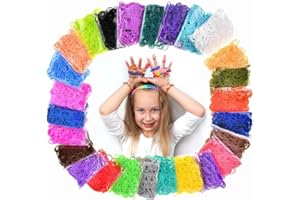 LEANKING Rainbow Rubber Bands Loom Bracelet Kit, 12750+ Rubber Band Loom Bracelet Making Kit in 26 Colors with 500 Clips 6 Hooks, Rainbow Rubber Bands DIY Refill Crafting