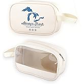 TGBJE Michigan Trip Gift Michigan Clear Cosmetic Bag Michigan State Gift The Great Lakes Gift Always Fresh Sometimes Frozen Makeup Pouch (Fresh)