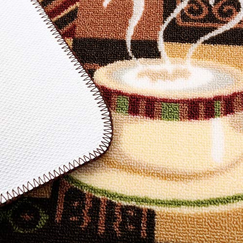 Carvapet 2 Piece Non-Slip Kitchen Mat Rubber Backing Doormat Runner Rug Set, Coffee (19"x59"+19"x31")