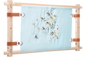 PATIKIL Needlepoint Embroidery Tapestry Scroll Frame, 21"x12" Beech Wooden Cross Stitch Frame Holder Quilting Hoop Stand Stit