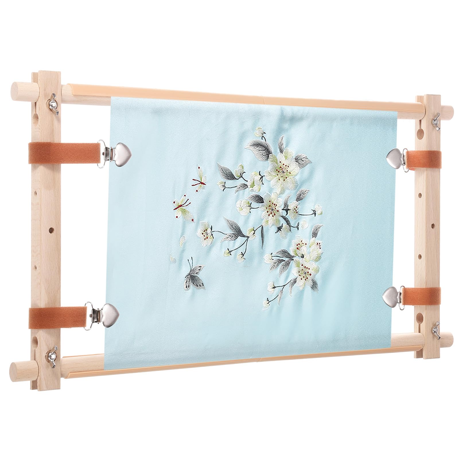 PATIKIL Needlepoint Embroidery Tapestry Scroll Frame, 21"x12" Beech Wooden Cross Stitch Frame Holder Quilting Hoop Stand Stitching Frame for Sewing