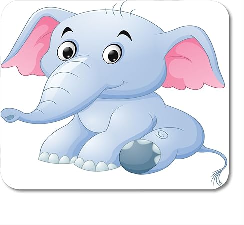 Nakamela Mouse Pads Animal Gray Cartoon Cute Baby Elephant Sitting