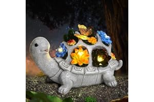 underthecloud Solar Turtle Statue Turtle Gift Garden Christmas Party Decor Gift for Women Turtle with Butterfly Gifts for Grandma,Birthday Gifts for Women Garden Turtle Gift for Patio Lawn